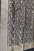 Black Handloom Banarasi Pure Katan Silk Dupatta