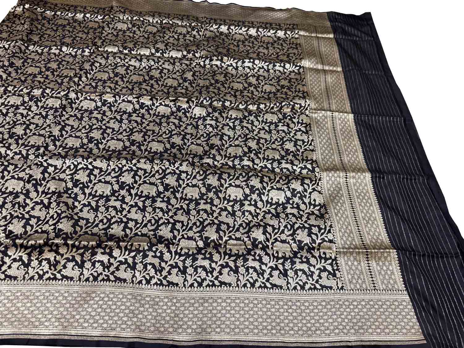 Black Handloom Banarasi Pure Katan Silk Dupatta
