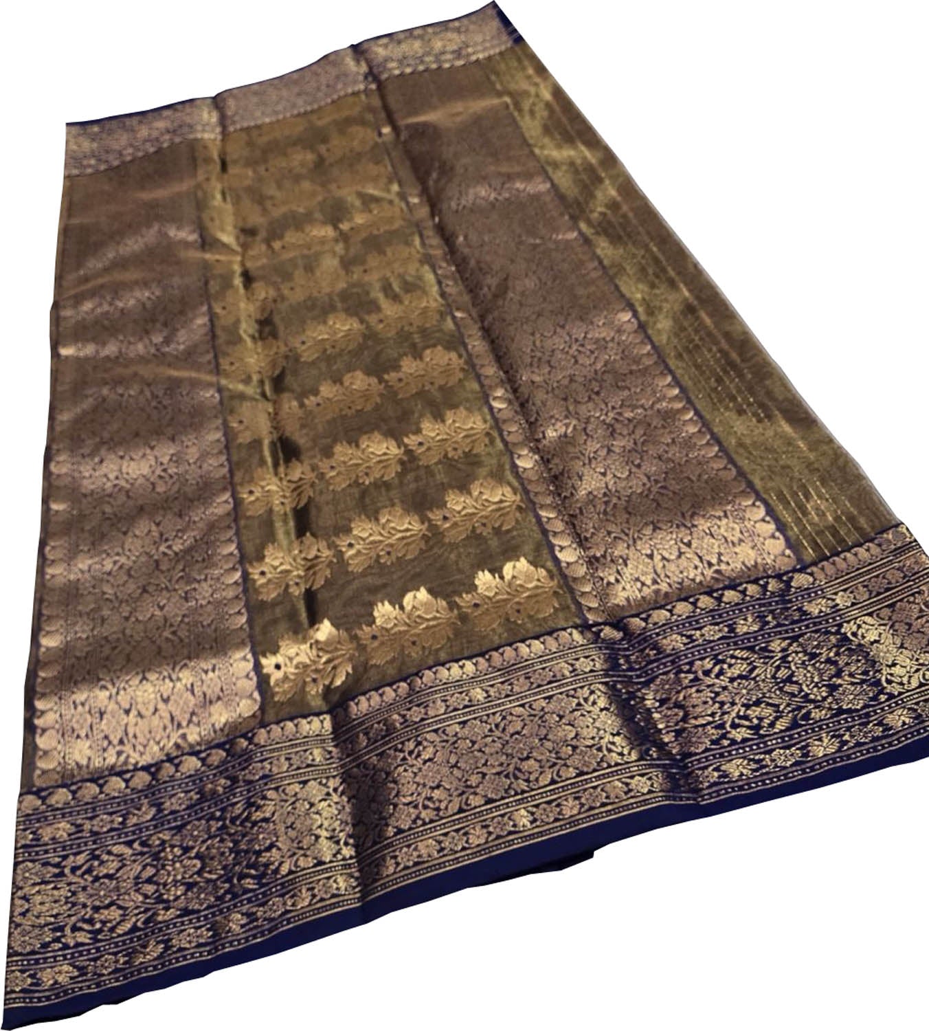 Black Handloom Chanderi Tissue Katan Silk Saree — Zari Weave, Formal