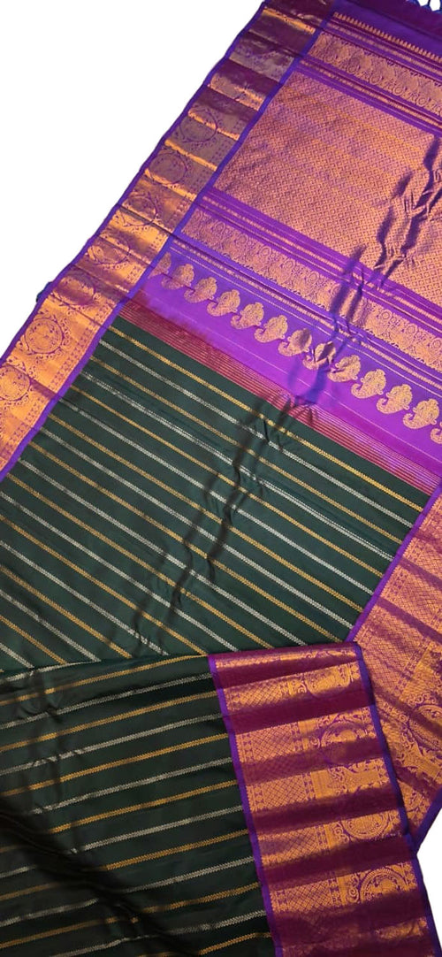 Black Handloom Gadwal Pure Silk Saree