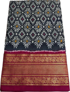Black Ikat Pure Silk Saree Handloom Woven Kanjeevaram Border