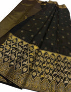 Black Kanjeevaram Pure Silk Saree Handloom Weave Festive
