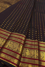 Black Kanjeevaram Pure Silk Saree Handloom Elegant Ethnic Wear