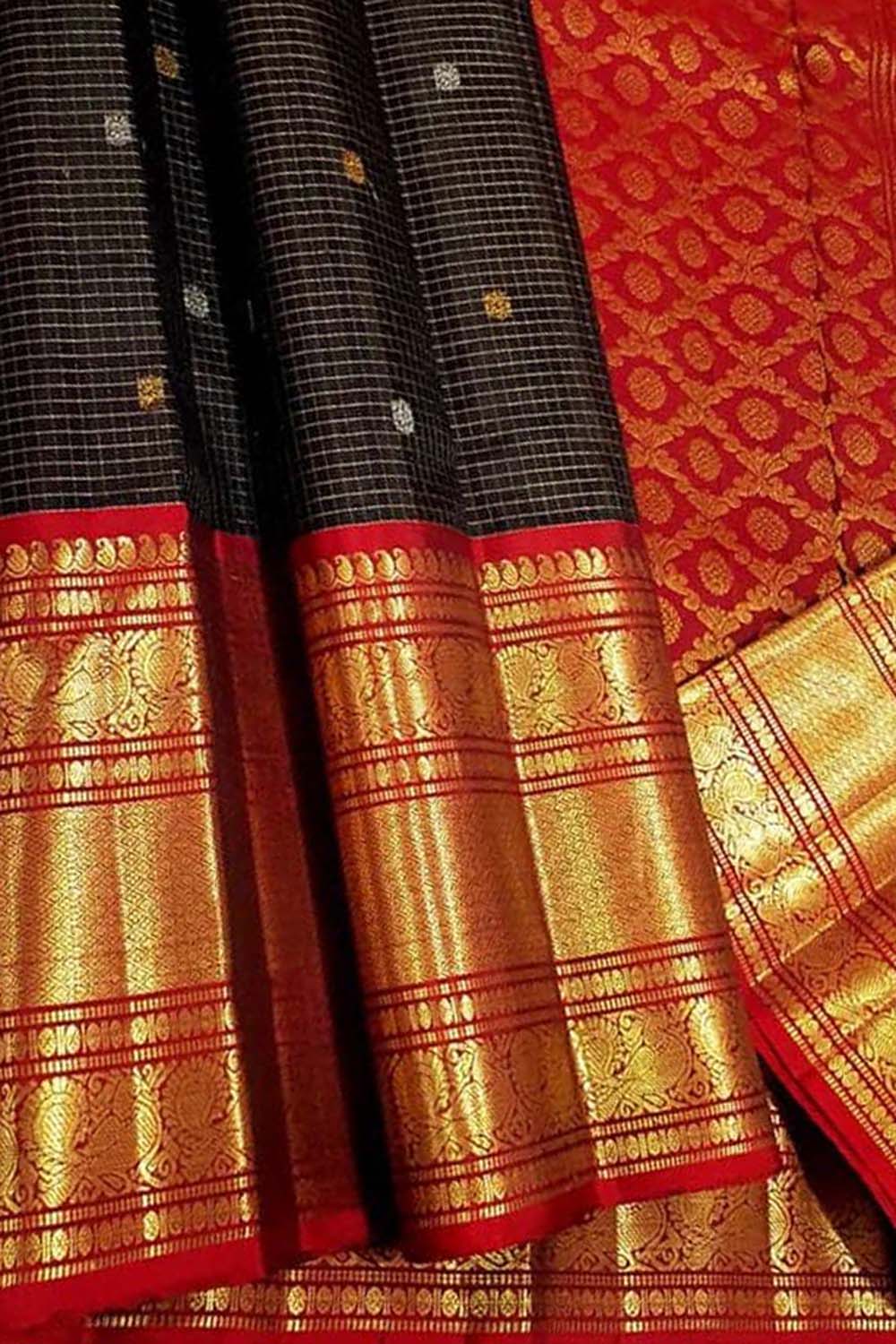 Black Kanjeevaram Pure Silk Saree Bridal