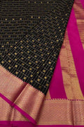 Black Handloom Mysore Pure Crepe Silk Saree