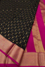 Black Handloom Mysore Pure Crepe Silk Saree
