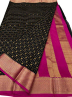 Black Handloom Mysore Pure Crepe Silk Saree