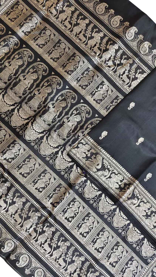 Black Swarnachari Silk Saree — Handloom Pure Silk, Festive & Wedding