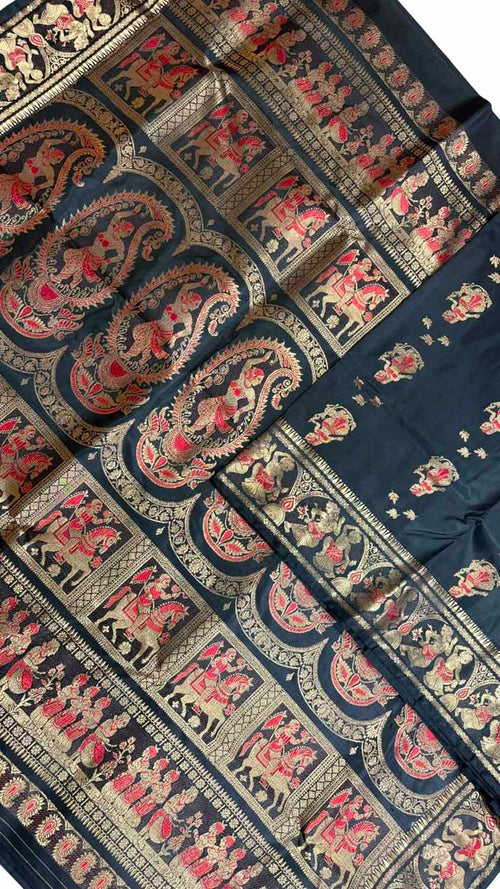 Black Swarnachari Pure Silk Saree Handloom Woven Festive