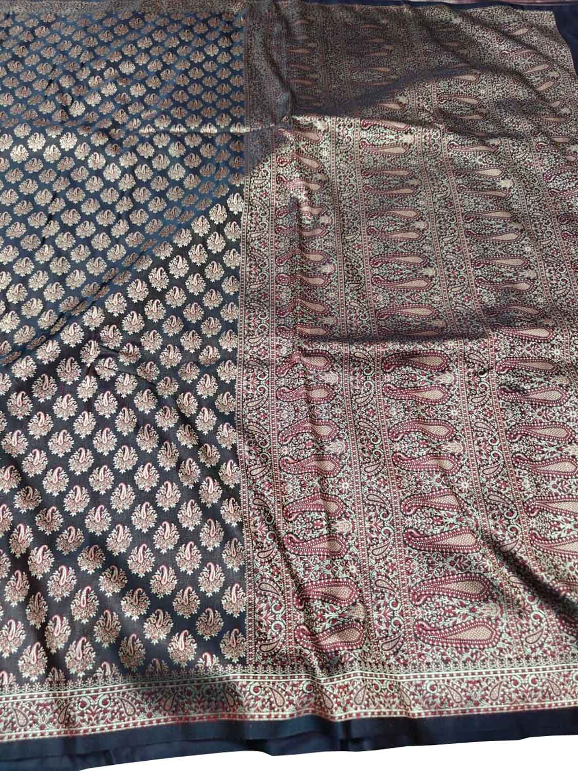 Black Mashru Silk Tanchui Weaved Banarasi Saree