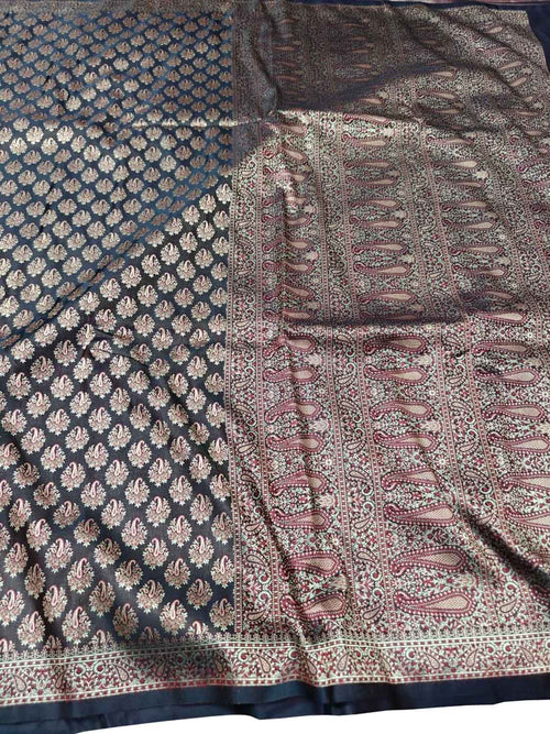 Black Mashru Silk Tanchui Weaved Banarasi Saree