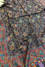 Black Kashmiri Pashmina Stole—Vintage Buta Needle Work, Festive & Ethnic Wear