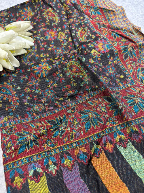 Black Pashmina Kashmiri Needle Work Stole