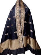 Black Pure Katan Silk Banarasi Handloom Booti Design Handloom Dupatta