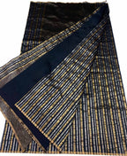 Black Pure Pattu Silk Chanderi Handloom Saree