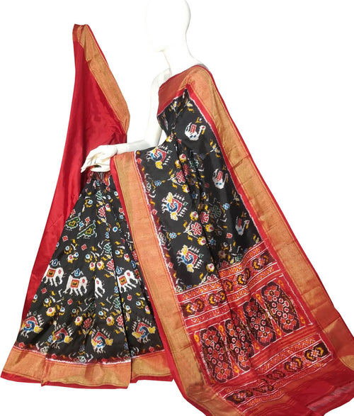 Black Pure Silk Pochampalli Ikat Handloom Saree