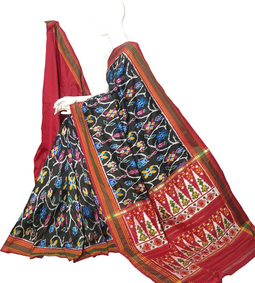 Black Pure Silk Pochampalli Ikat Handloom Saree