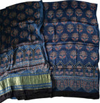 Blue Ajrakh Block Printed Modal Silk Unstitched Suit Set