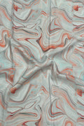 Blue And Orange Digital Printed Muslin Fabric Ethnic Dress Material