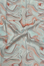 Blue And Orange Digital Printed Muslin Fabric Ethnic Dress Material