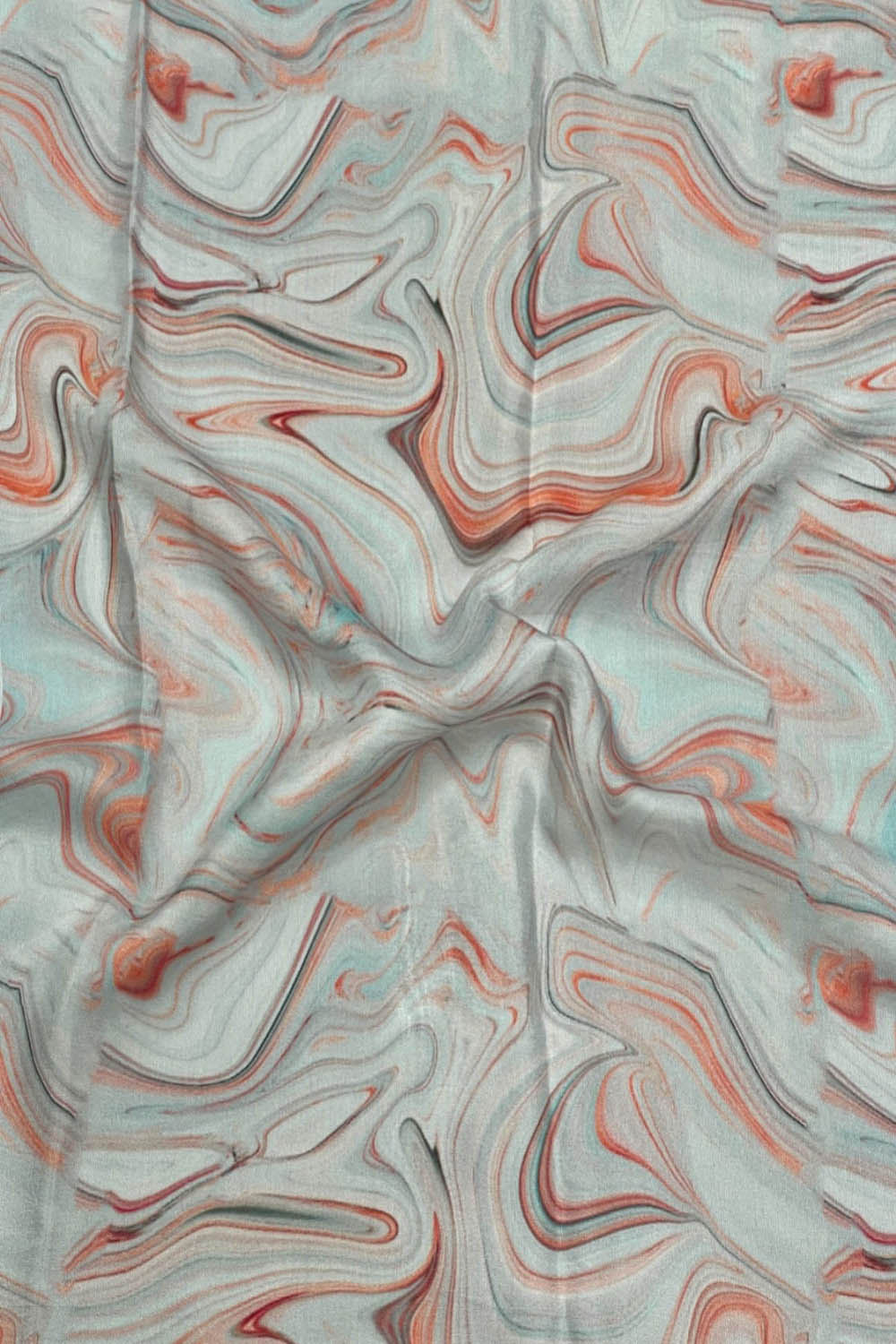 Blue And Orange Digital Printed Muslin Fabric Ethnic Dress Material