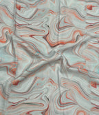Blue And Orange Digital Printed Muslin Fabric Ethnic Dress Material
