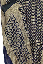 Blue Banarasi Bandhani Georgette Neemzari Jangla Saree
