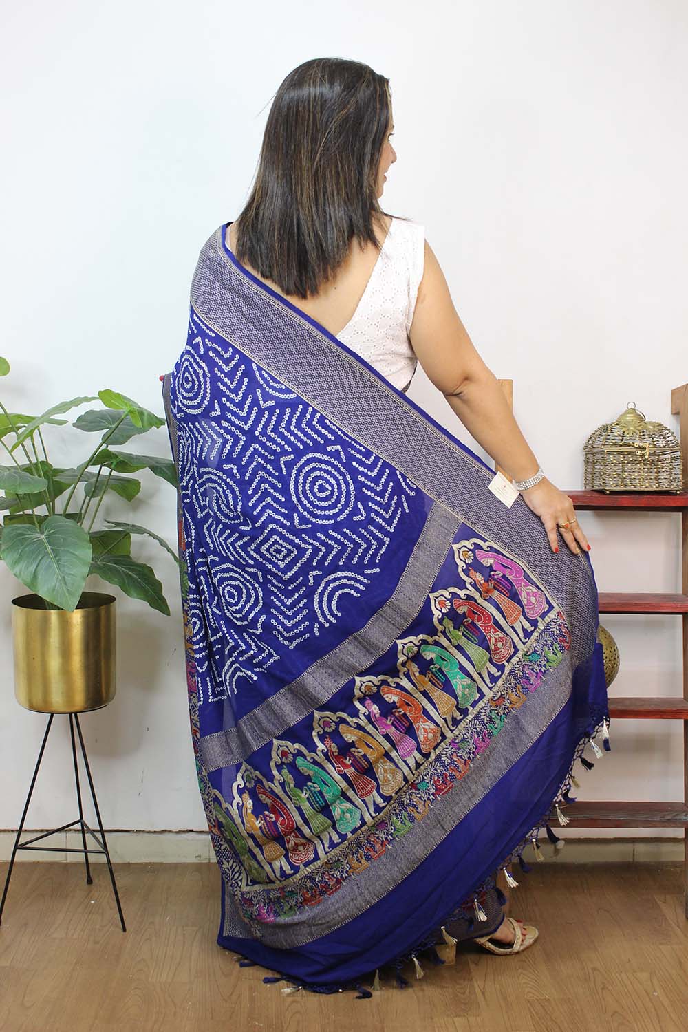 Stunning Blue Banarasi Bandhani Georgette Saree with Meenakari Work - Luxurion World