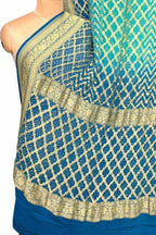 Blue Banarasi Bandhani Pure Georgette Saree Neemzari