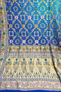 Blue Banarasi Bandhani Pure Georgette Tilfi Zari Saree
