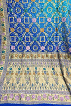 Blue Banarasi Bandhani Pure Georgette Tilfi Zari Saree