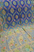 Blue Banarasi Bandhani Pure Georgette Tilfi Zari Saree