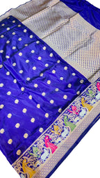Blue Banarasi Handloom Katan Silk Saree Weave Festive