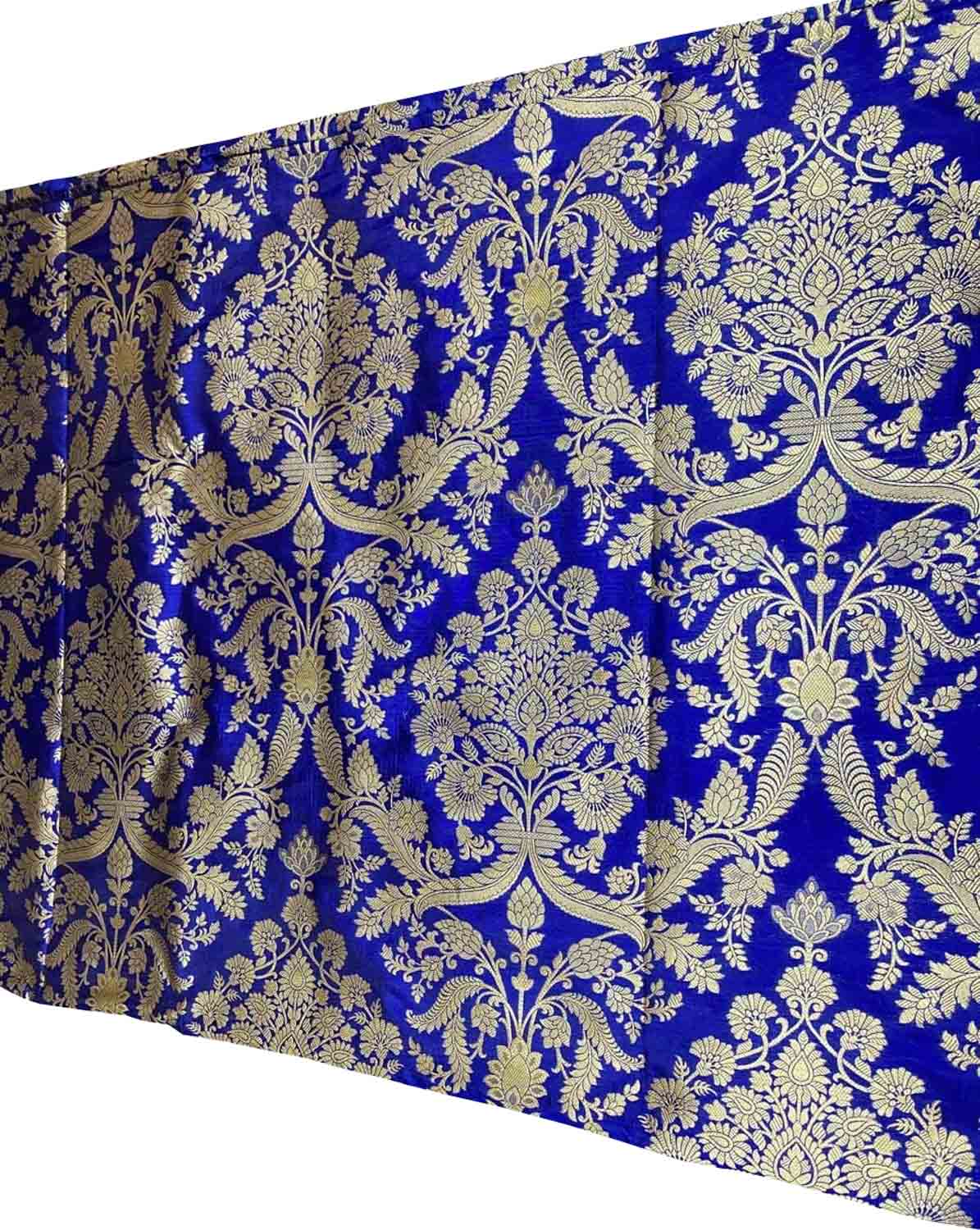 Blue Banarasi Handloom Katan Silk Fabric