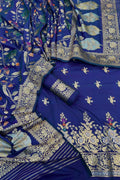 Blue Banarasi Meenakari Katan Silk Suit — Meena Jaal Zari, Wedding