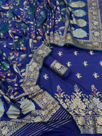 Blue Banarasi Meenakari Katan Silk Suit — Meena Jaal Zari, Wedding