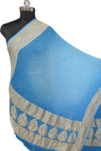 Blue Bandhani Pure Georgette Dupatta