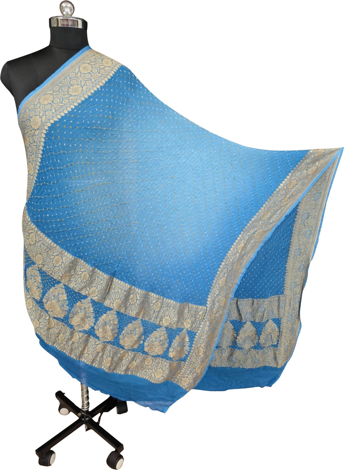Blue Bandhani Pure Georgette Dupatta