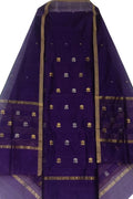 Blue Chanderi Handloom Cotton Silk Two Piece Unstitched Suit Set