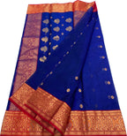 Blue Chanderi Handloom Pure Katan Silk Saree
