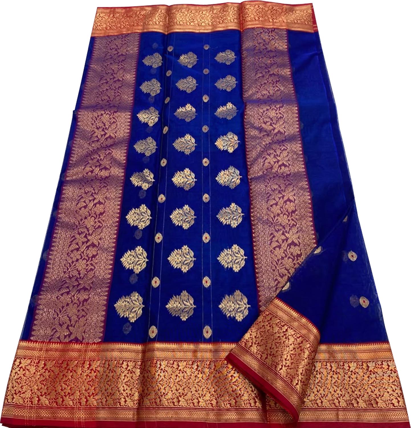 Blue Chanderi Handloom Pure Katan Silk Saree