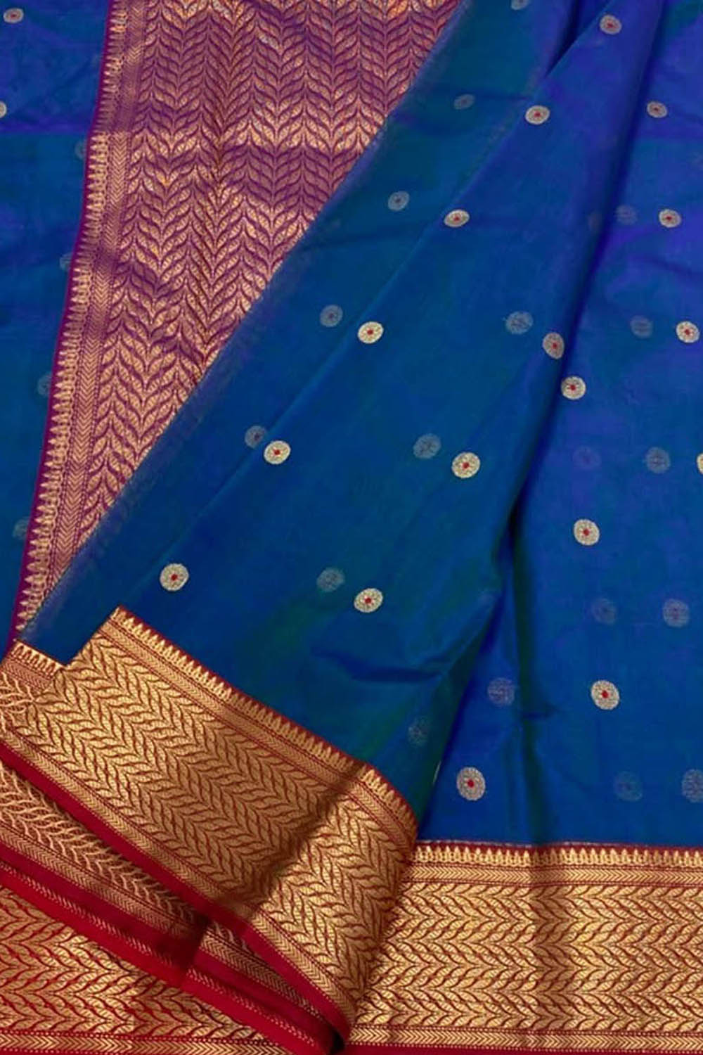 Blue Chanderi Handloom Pure Katan Silk Saree