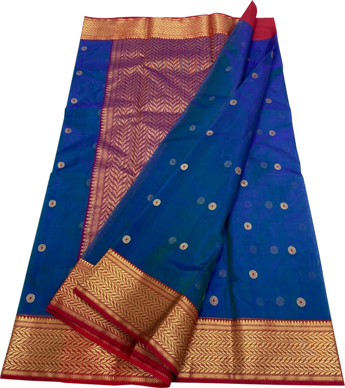 Blue Chanderi Handloom Pure Katan Silk Saree