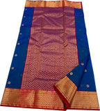 Blue Chanderi Handloom Pure Katan Silk Saree