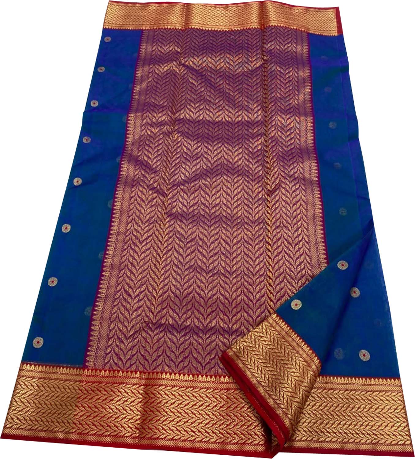 Blue Chanderi Handloom Pure Katan Silk Saree