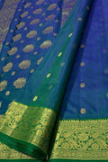 Blue Chanderi Handloom Pure Katan Silk Saree