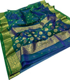 Blue Chanderi Handloom Pure Katan Silk Saree