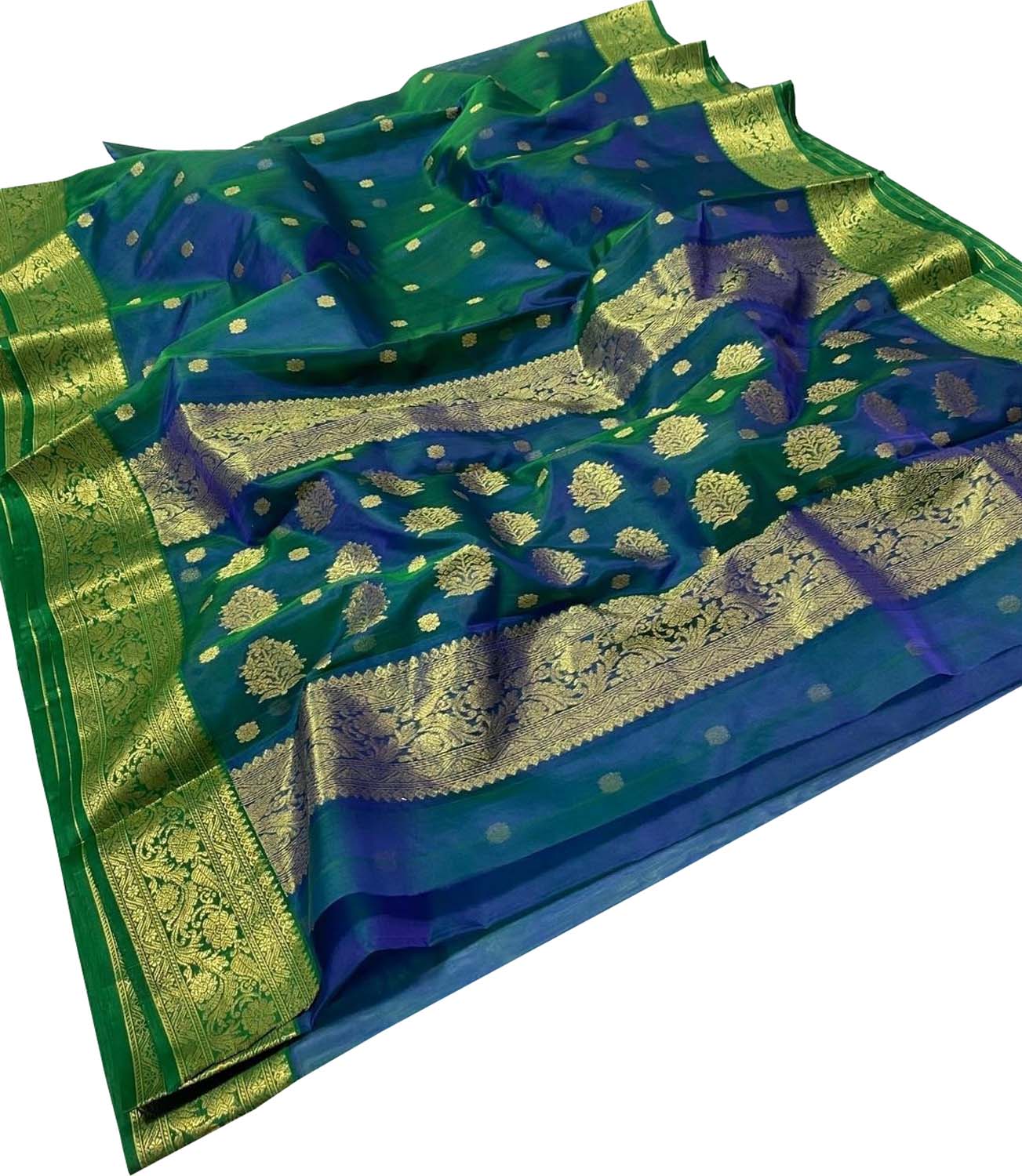 Blue Chanderi Handloom Pure Katan Silk Saree
