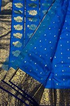 Blue Chanderi Handloom Pure Katan Silk Saree