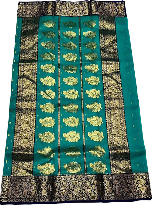 Blue Chanderi Handloom Pure Katan Silk Saree